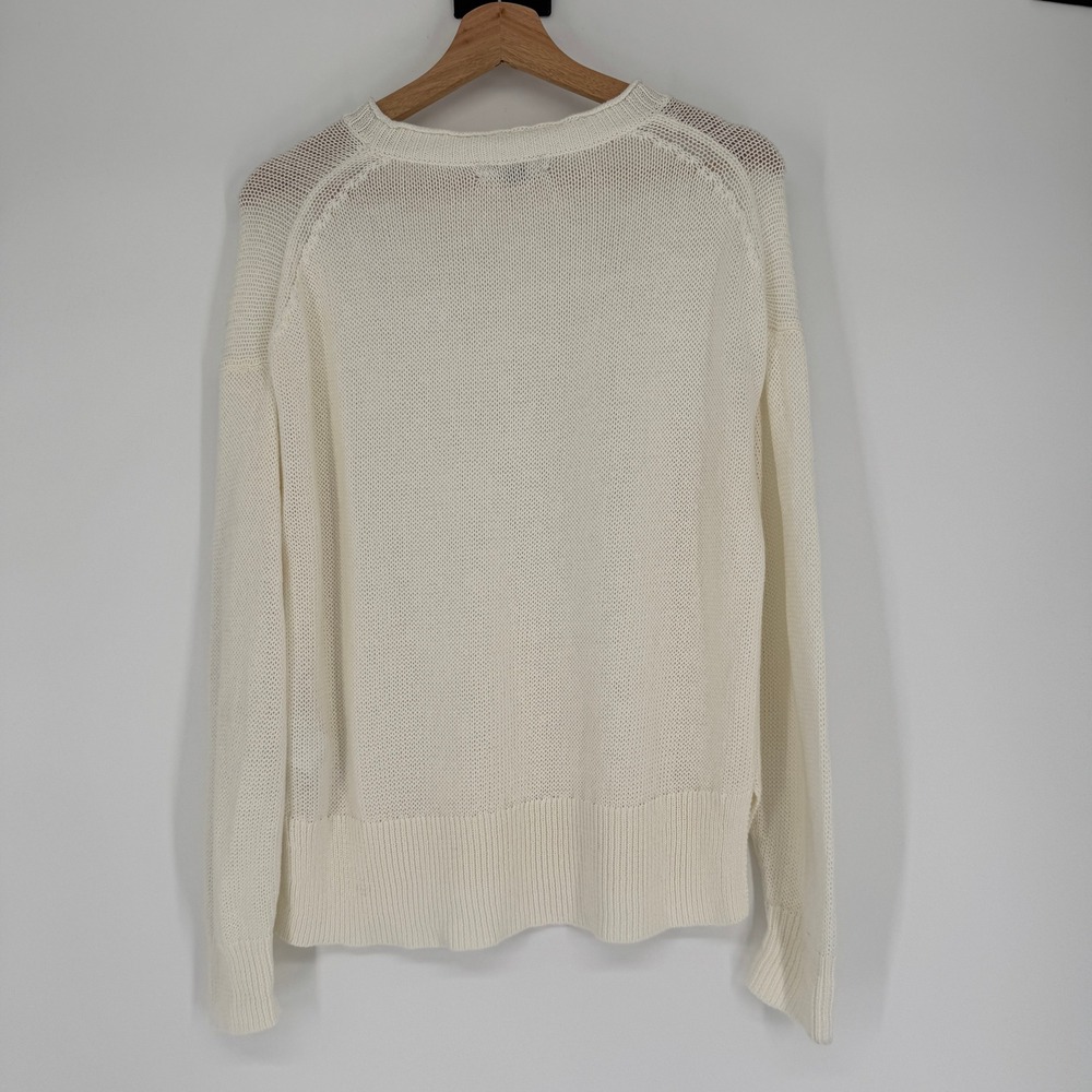 J.Crew Linen Cotton Knit Beach Sweater Womens S Cream Coastal Crewneck Slouchy - Picture 5 of 14